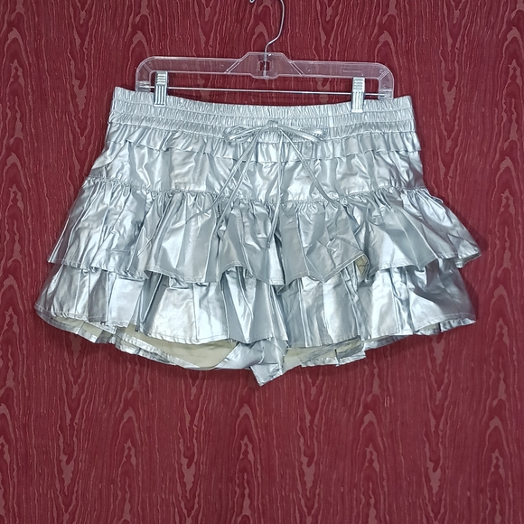 SHUG La La Silver Ruffled Skirt/Skort Women's S M L NWT